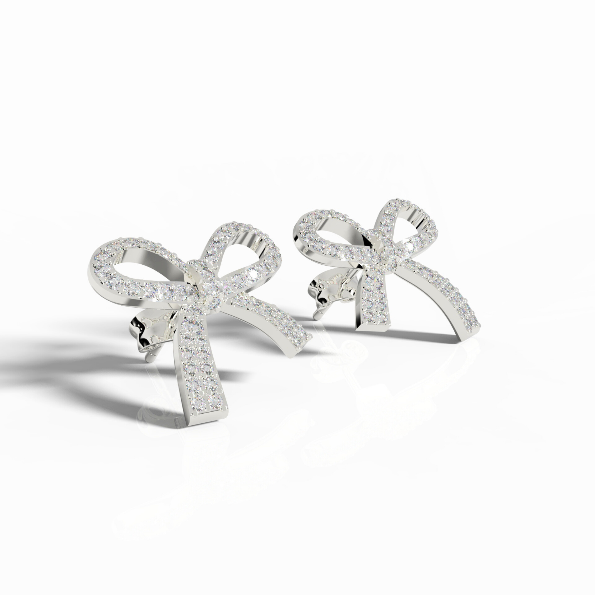 Art Deco Bow Shape Cocktail Party wear Earrings, Hallmarked 925 Sterling Silver